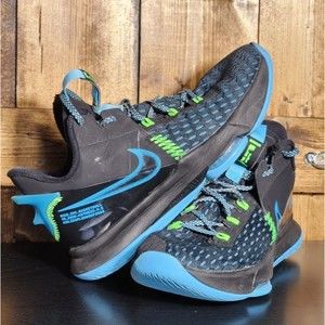 Nike LeBron Witness 5 Sz 10 Black Light Blue Fury Preowned No Box